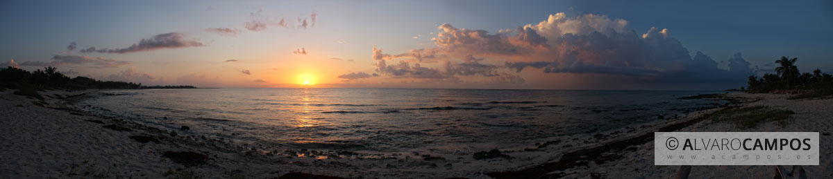 Panorámica del amanecer en Akumal