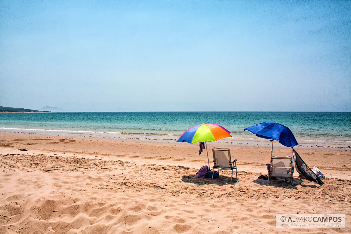 Sombrillas en la playa de Bolonia, Cádiz