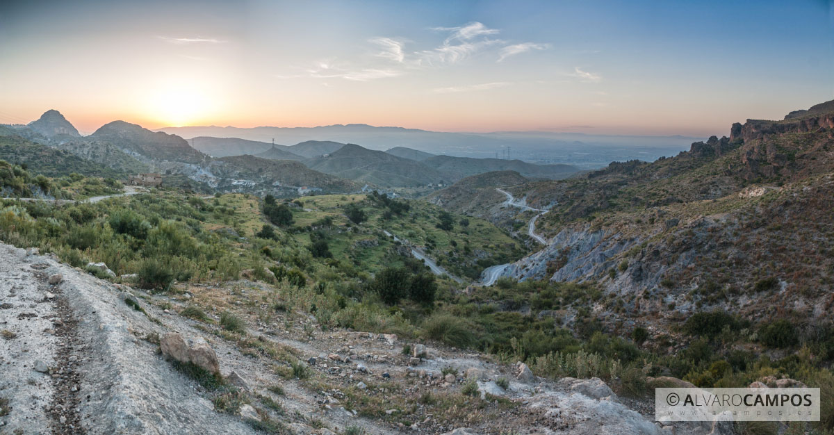 Panorámica del anochecer en Sierra Cabrera (Mojácar)