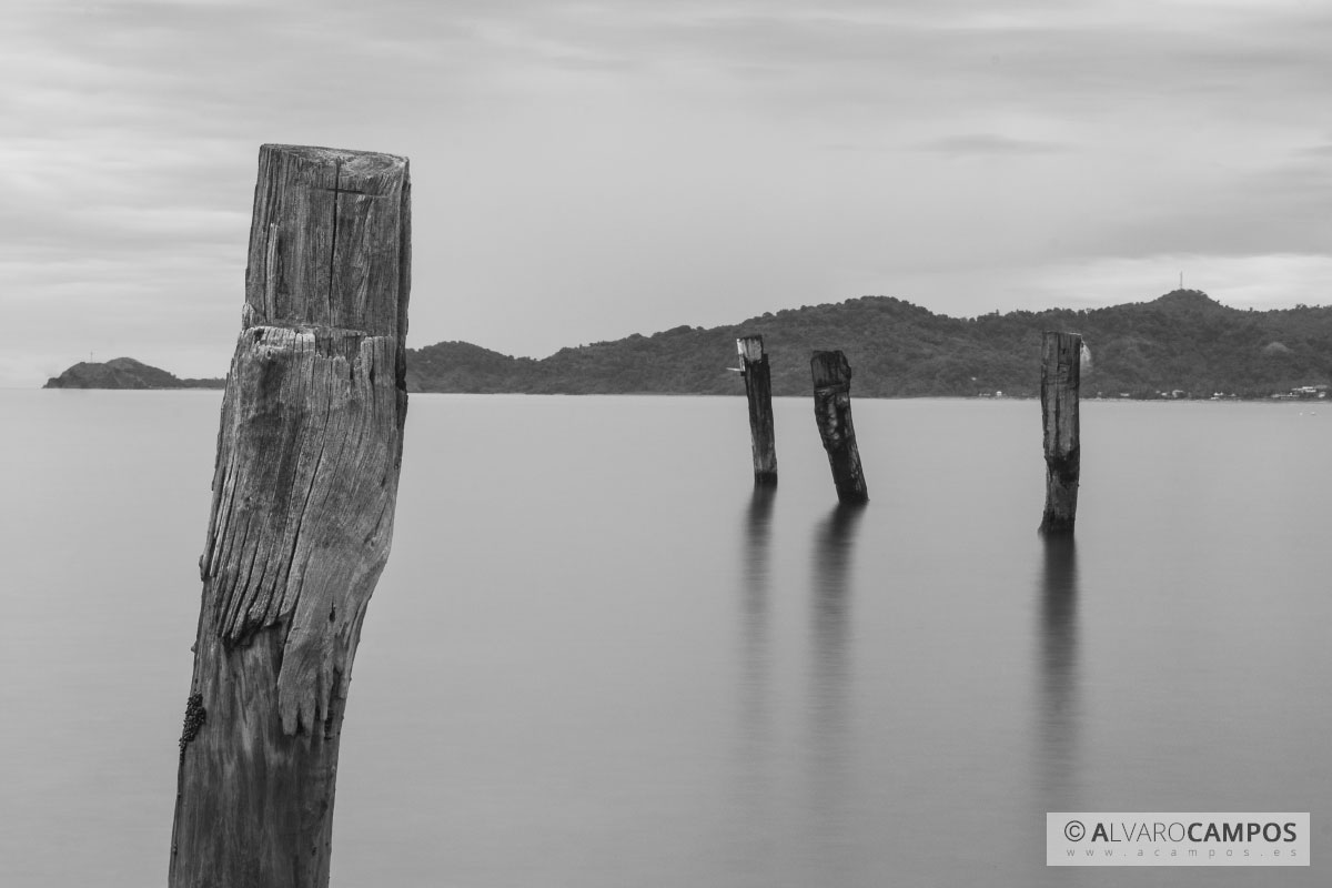 Estacas en el mar