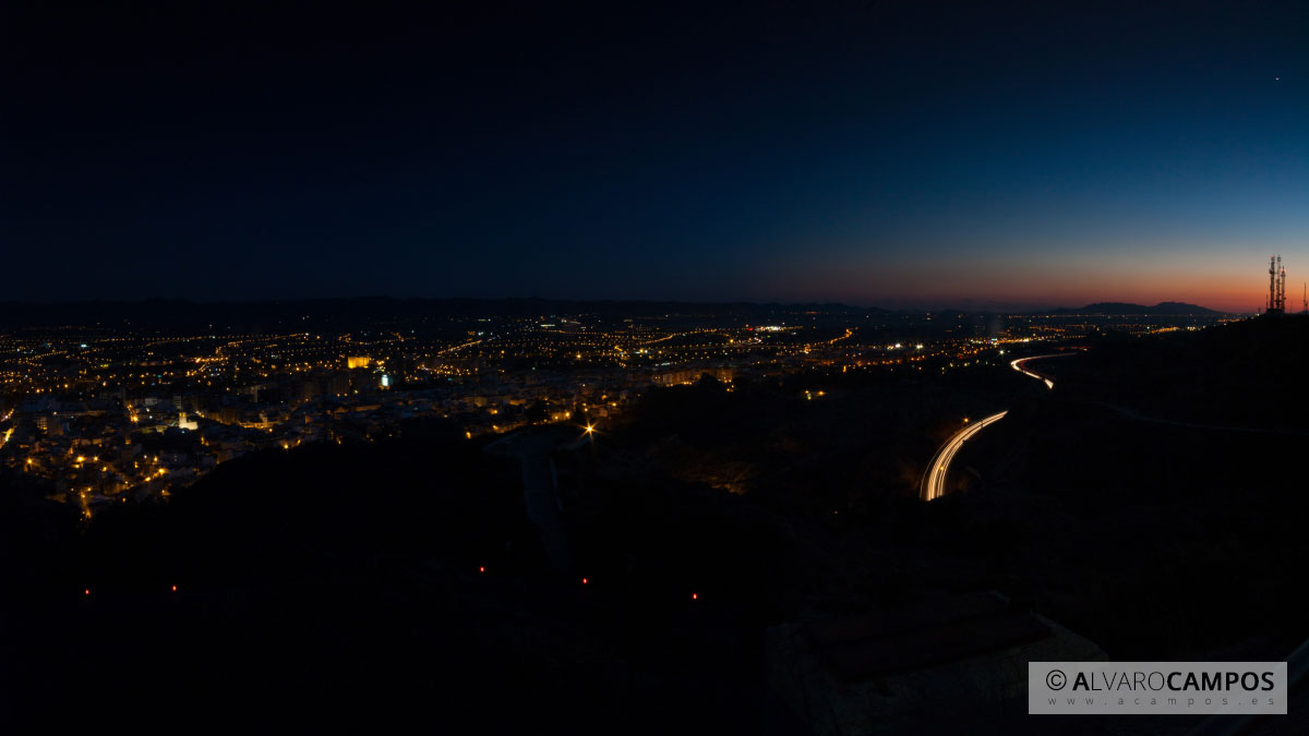 Panorámica de un atardecer en Lorca, Murcia