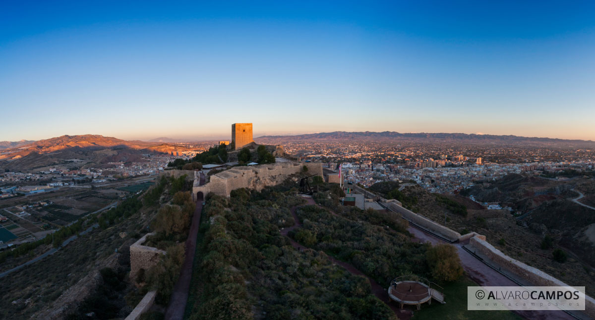 Panorámica de Lorca desde el Castillo atardeciendo