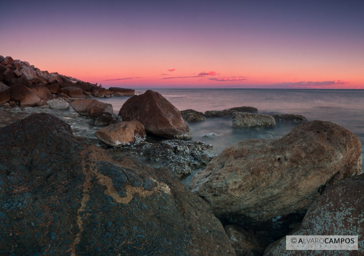 Atardecer en el espigón de Garrucha (Almería)