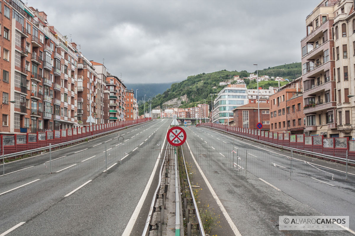 Entrada de acceso a Bilbao por Sabino Arana cerrada